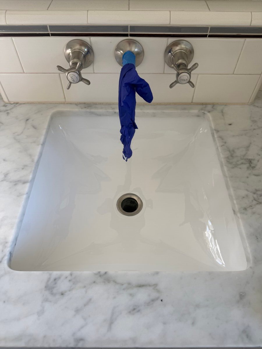 Completely restored and sealed sink